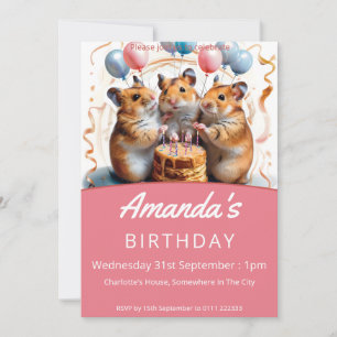 Hamsters Birthday Party Invitation