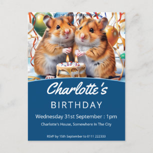 Hamsters Birthday Party Invitation Postcard