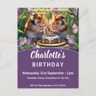 Hamsters Birthday Party Invitation Postcard
