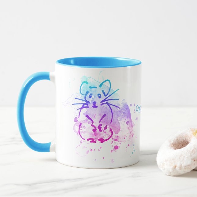 Hamsters - Modern Minimalist Watercolor - Add Text Mug (With Donut)