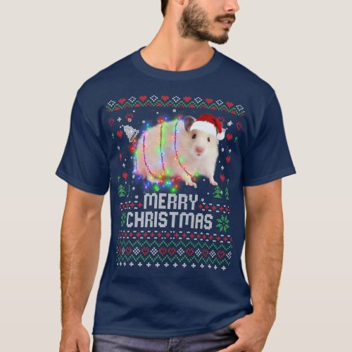 Hamsters Santa Hat Animal Christmas Tree Lights Ho T_Shirt