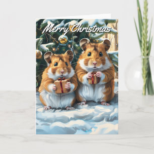 Hamsters With Gifts Christmas Christmas Card