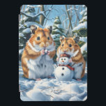 Hamsters With Snowman iPad Pro Cover<br><div class="desc">Protect your Ipad with this cover featuring two adorable hamsters in a winter wonderland. The charming scene on this Ipad cover, set in a snowy forest, showcases the hamsters' joyful winter fun. One hamster stands beside a smiling snowman, whilst the other hamster holds a snowball. Ideal for hamster lovers, this...</div>