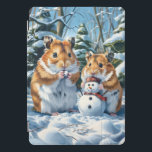 Hamsters With Snowman iPad Pro Cover<br><div class="desc">Protect your Ipad with this cover featuring two adorable hamsters in a winter wonderland. The charming scene on this Ipad cover, set in a snowy forest, showcases the hamsters' joyful winter fun. One hamster stands beside a smiling snowman, whilst the other hamster holds a snowball. Ideal for hamster lovers, this...</div>