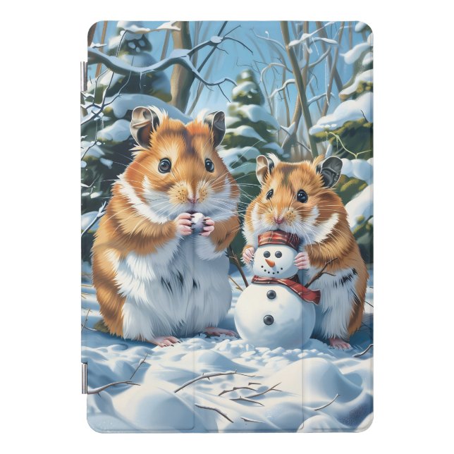 Hamsters With Snowman iPad Pro Cover (Front)
