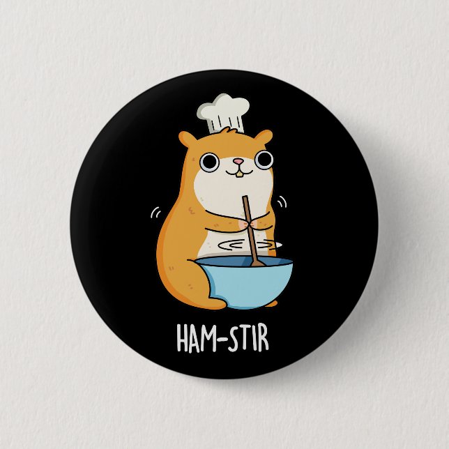 Hamstir Funny Chef Hamster Pun Dark BG Button (Front)