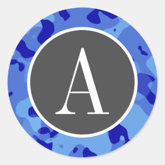 Han Blue Camo; Camouflage Classic Round Sticker