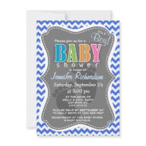 Han Blue Chevron Stripes Invitation