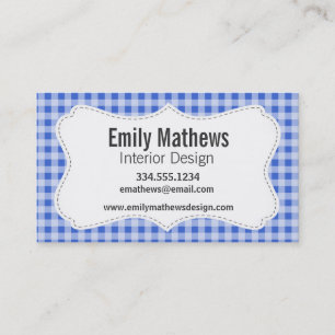 Han Blue Gingham; Checkered Business Card
