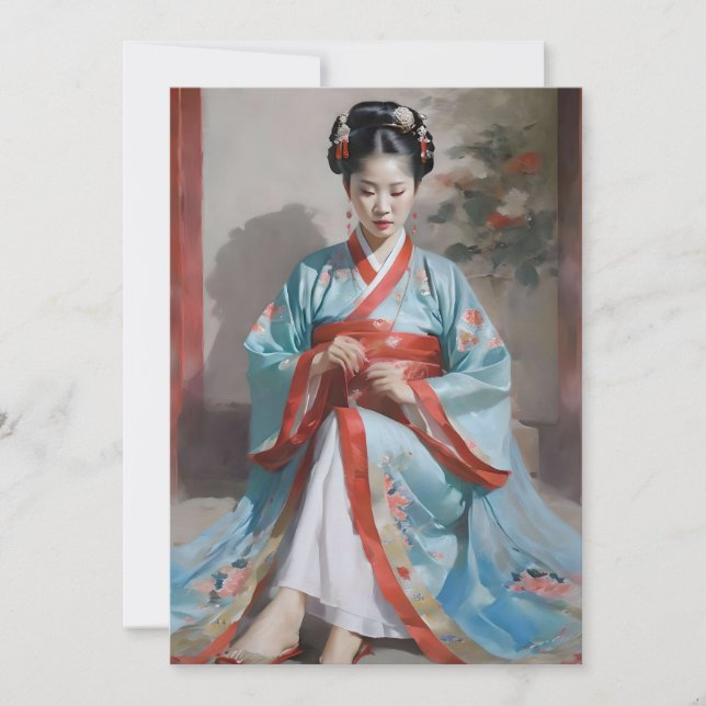 Han Chinese Woman F Holiday Card (Front)