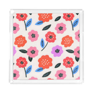 Han drawing flowers pattern acrylic tray