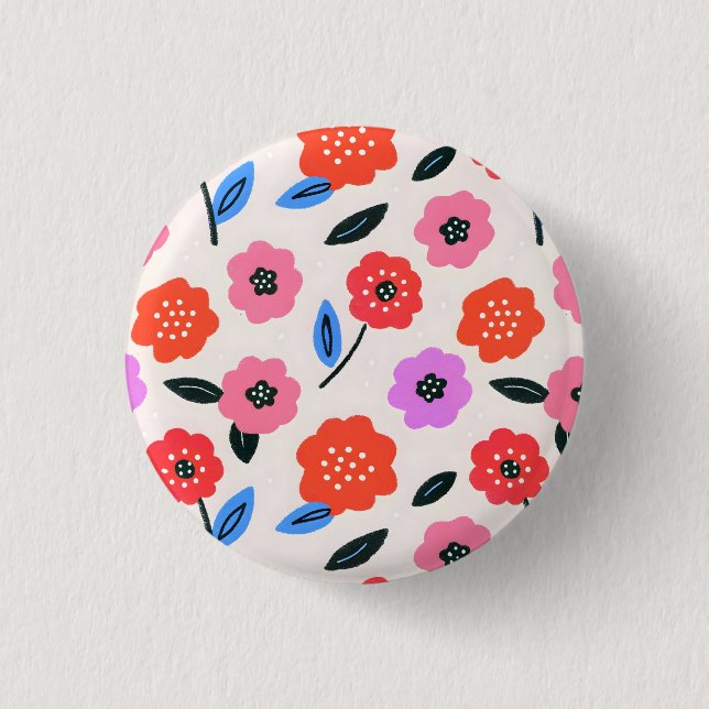 Han drawing flowers pattern button (Front)