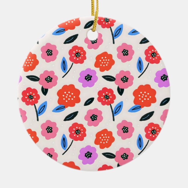 Han drawing flowers pattern ceramic ornament (Front)