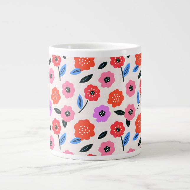 Han drawing flowers pattern giant coffee mug (Front)