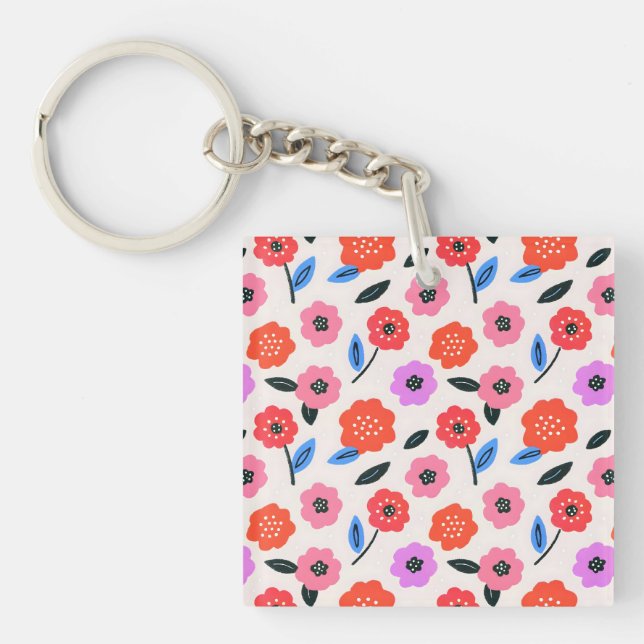 Han drawing flowers pattern keychain (Front)