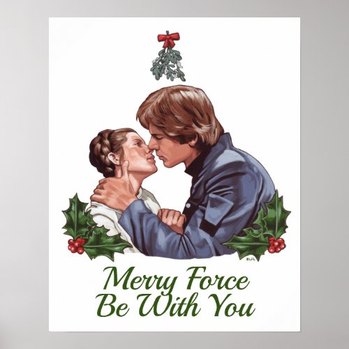 Han Kissing Leia Under The Mistletoe Poster