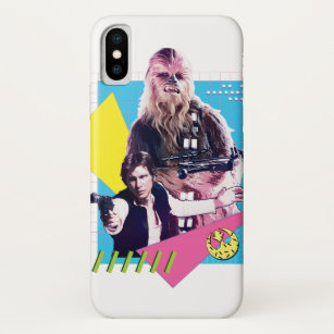 Han Solo & Chewbacca Neon Vaporwave Graphic iPhone X Case