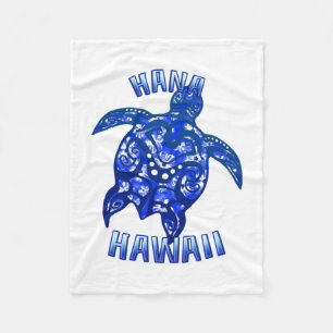 Hana Hawaii Vacation Tribal Turtle Fleece Blanket