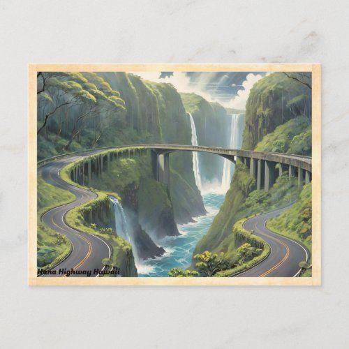 Hana Highway Hawaii Vintage Travel Postcard