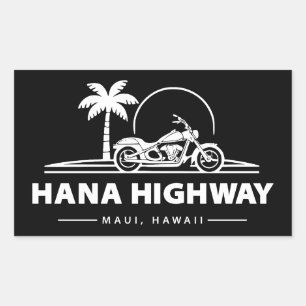 Hana Highway Maui Hawaii Motorcycle Rectangular Sticker