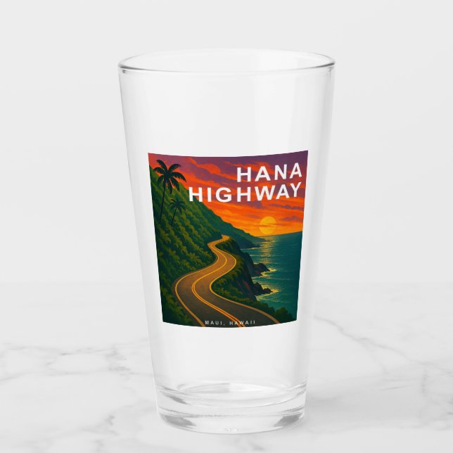 Hana Highway Maui Hawaii Sunset Glass (Front)