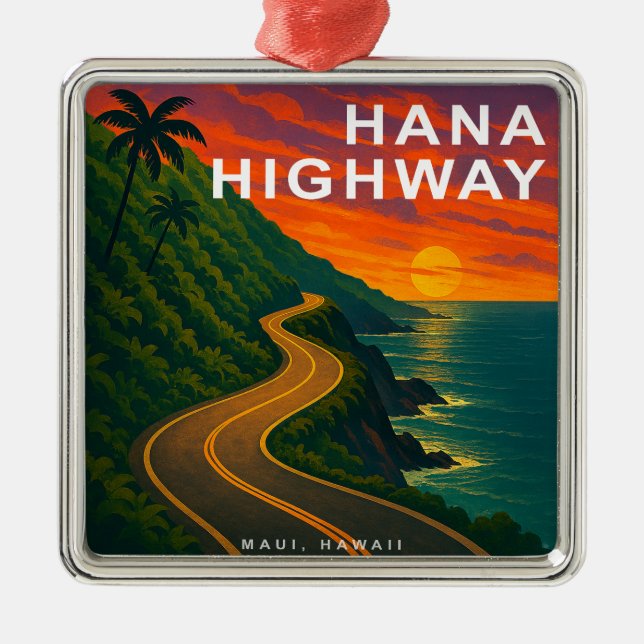 Hana Highway Maui Hawaii Sunset Metal Ornament (Front)