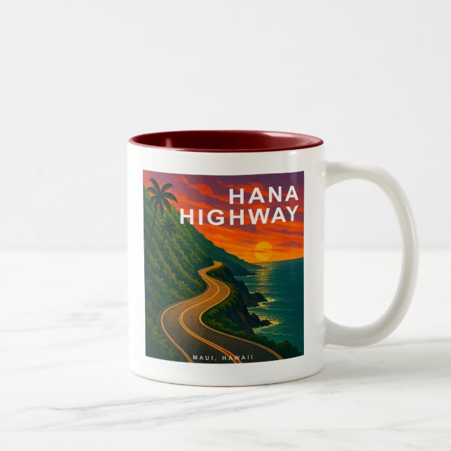 Hana Highway Maui Hawaii Sunset Two-Tone Coffee Mug (Right)
