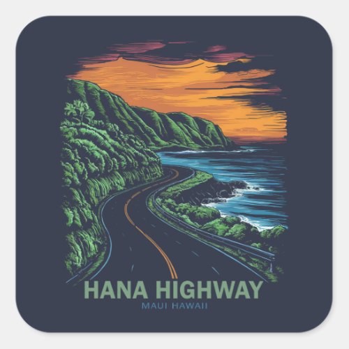 Hana Highway Maui Hawaii Vista Square Sticker