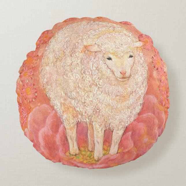 Hana-hitsuji: The Fairy Lamb Round Pillow (Front)