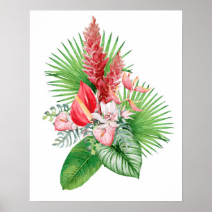 Hana hou! (White) Hawaiian Flower Arrangement Poster