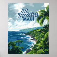 Hana Maui Hawaii Road to Hana Beach Coast Retro