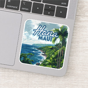 Hana Maui Hawaii Road to Hana Beach Coast Retro Sticker