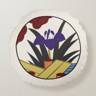 Hanafuda "Ayame-ni-yatsuhashi" Round Pillow