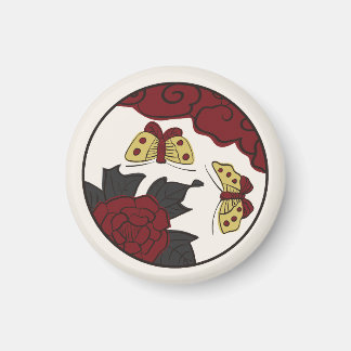 Hanafuda "Botan-ni-chou" Magnet