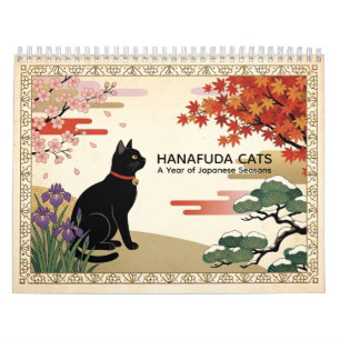 Hanafuda Cats Japanese Seasons & Black Cat Art Calendar