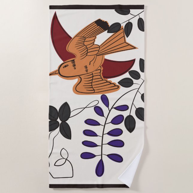 Hanafuda "Fuji-ni-hototogisu" Beach Towel (Front)