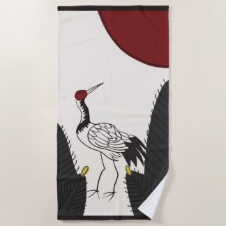 Hanafuda "Matsu-ni-tsuru" Beach Towel