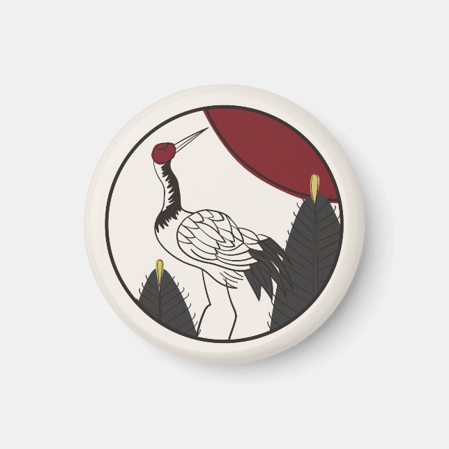 Hanafuda "Matsu-ni-tsuru" Magnet (Front)