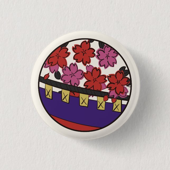Hanafuda "Sakura-ni-maku" Button (Front)