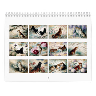 Hanafuda Shiba Inu | Painterly Japanese Patterns Calendar