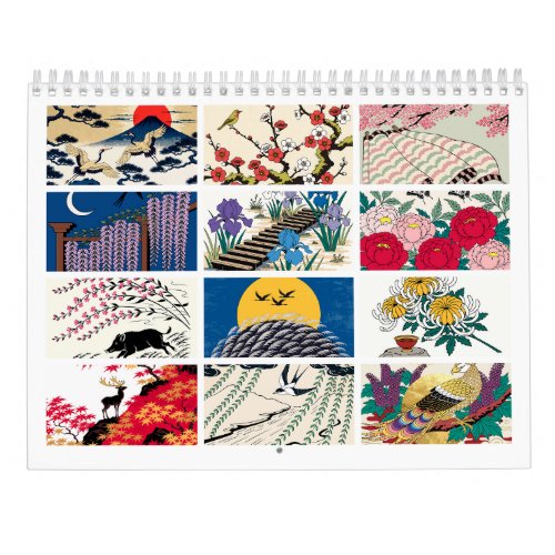 Hanafuda Twelve Months Japanese Art Calendar