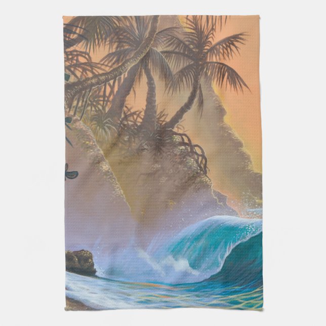 Hanalei Bay Beach Surf Kitchen Towel (Vertical)