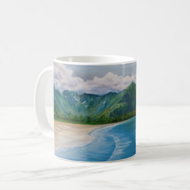 Hanalei Bay Hawaii Painting Coffee Mug (Front Left)