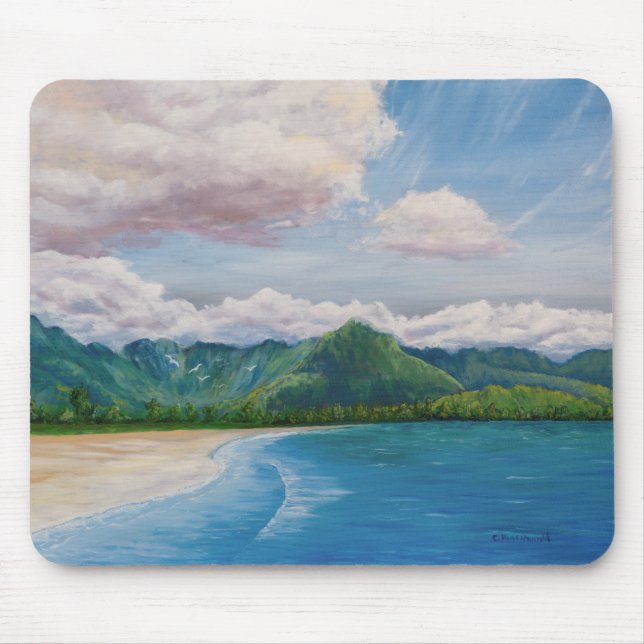 Hanalei Bay Hawaii Painting Mouse Pad (Front)