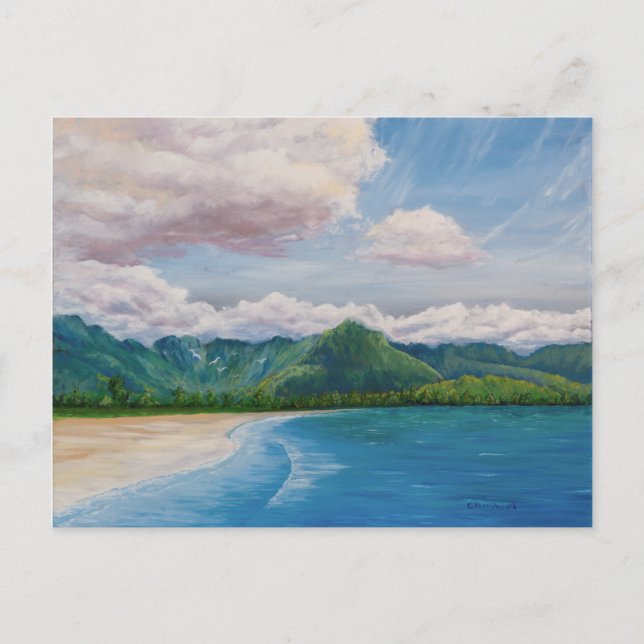 Hanalei Bay Hawaii Painting Postcard (Front)