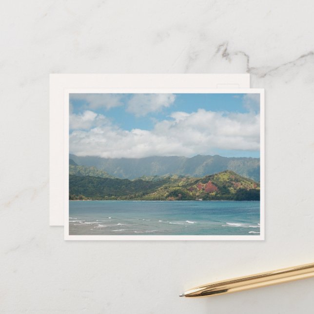 Hanalei Bay Hawaii Princeville View Blank Postcard (Front/Back In Situ)