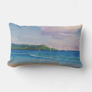 Hanalei Bay Hawaiian Islands Painting Lumbar Pillow