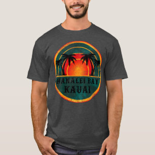 Hanalei Bay Kauai Beach Vintage Retro Sunset T-Shirt