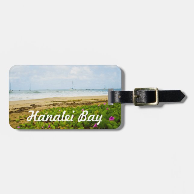 Hanalei Bay Kauai Hawaii Beach & Boats Luggage Tag (Front Horizontal)