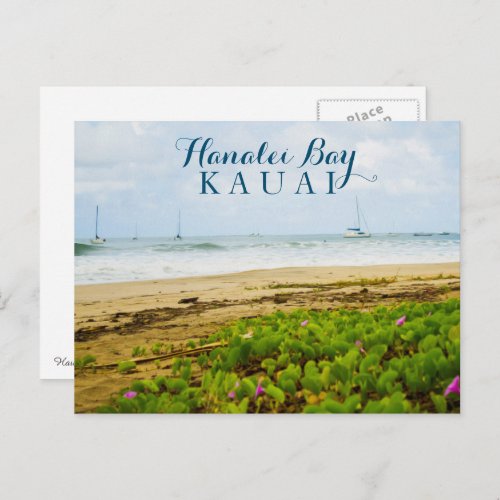 Hanalei Bay Kauai Hawaii Beach  Boats Postcard